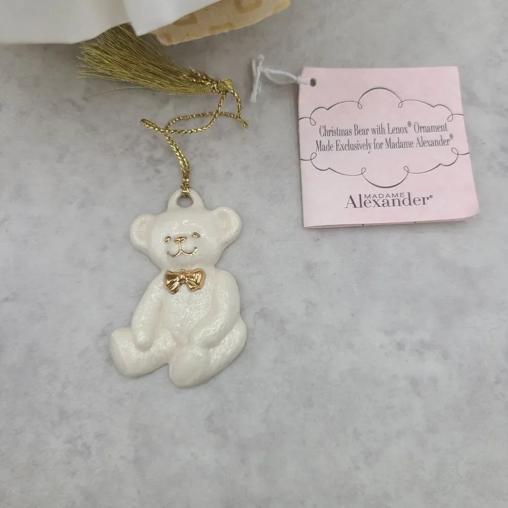 Madame Alexander 2004 Christmas Bear Doll 7 Inch With Lenox Bear Ornament #38535